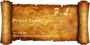 Preis Lukács névjegykártya